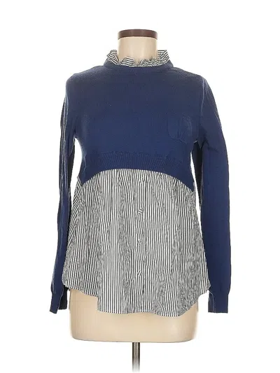 Pre-owned Jjill Long Sleeve Blouse In Blue