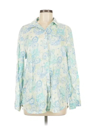 Pre-owned Jjill Long Sleeve Blouse In Blue