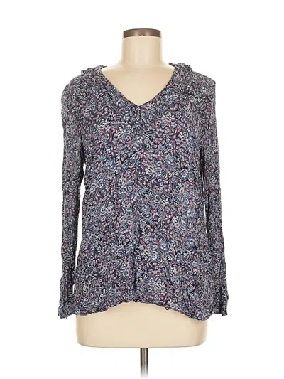 Pre-owned Jjill Long Sleeve Blouse In Blue