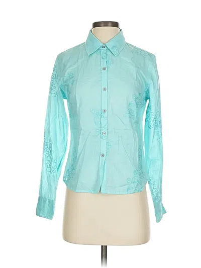 Pre-owned Jjill Long Sleeve Blouse In Blue