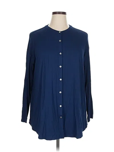 Pre-owned Jjill Long Sleeve Blouse In Blue