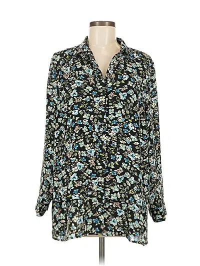 Pre-owned Jjill Long Sleeve Blouse In Blue