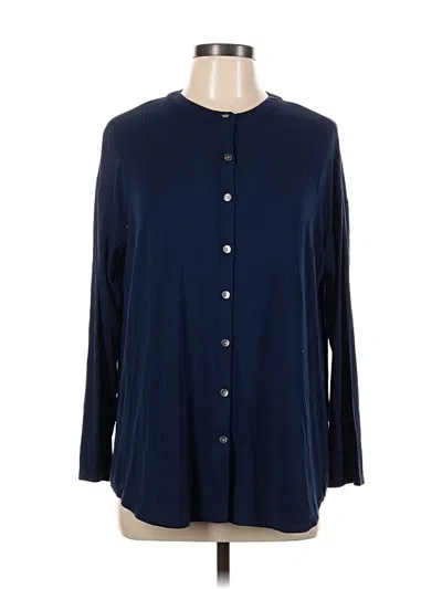 Pre-owned Jjill Long Sleeve Blouse In Blue