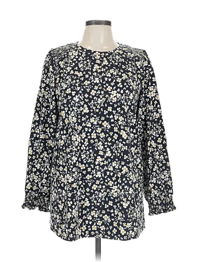 Pre-owned Jjill Long Sleeve Blouse In Blue