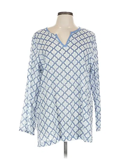 Pre-owned Jjill Long Sleeve Blouse In Blue