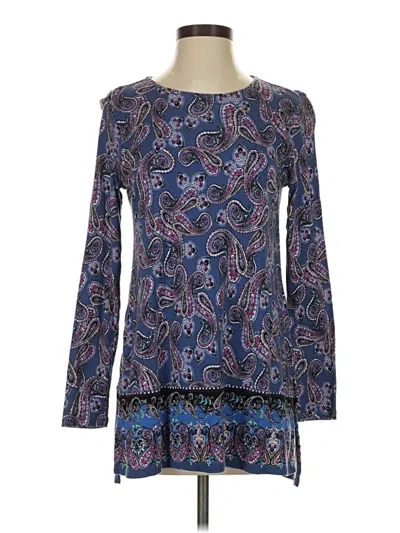 Pre-owned Jjill Long Sleeve Blouse In Blue