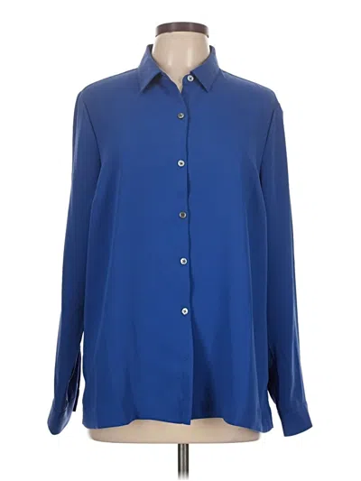 Pre-owned Jjill Long Sleeve Blouse In Blue