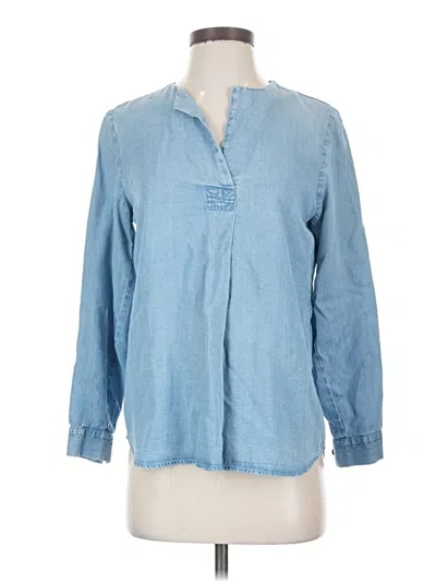 Pre-owned Jjill Long Sleeve Blouse In Blue