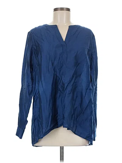 Pre-owned Jjill Long Sleeve Blouse In Blue