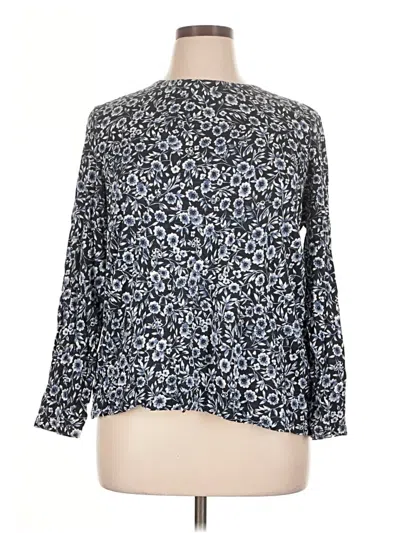 Pre-owned Jjill Long Sleeve Blouse In Blue