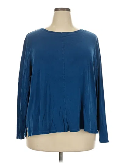 Pre-owned Jjill Long Sleeve Blouse In Blue