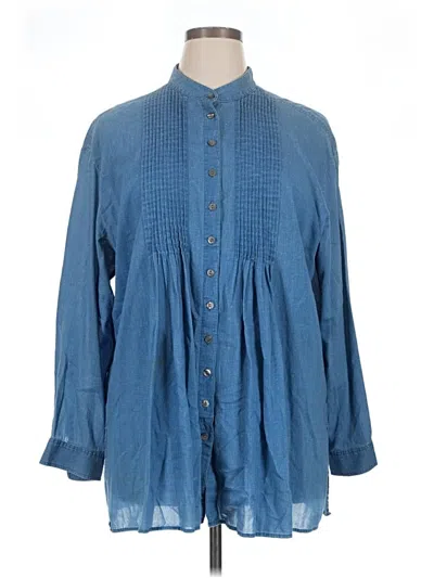 Pre-owned Jjill Long Sleeve Blouse In Blue