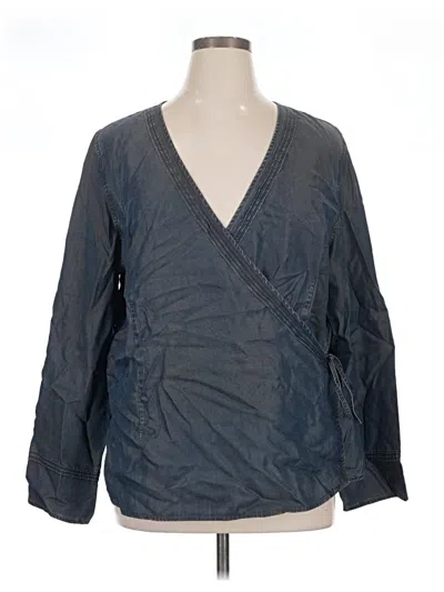 Pre-owned Jjill Long Sleeve Blouse In Blue