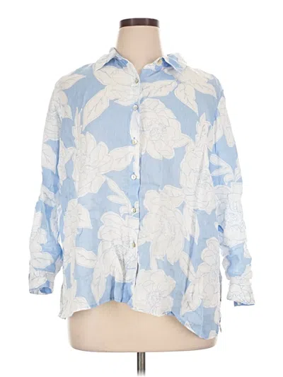 Pre-owned Jjill Long Sleeve Blouse In Blue