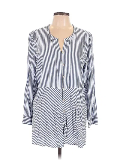 Pre-owned Jjill Long Sleeve Blouse In Blue
