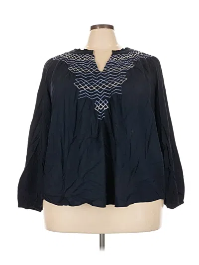 Pre-owned Jjill Long Sleeve Blouse In Blue