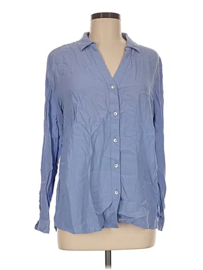 Pre-owned Jjill Long Sleeve Blouse In Blue