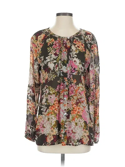 Pre-owned Jjill Long Sleeve Blouse In Brown