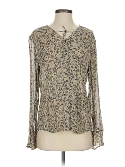 Pre-owned Jjill Long Sleeve Blouse In Brown
