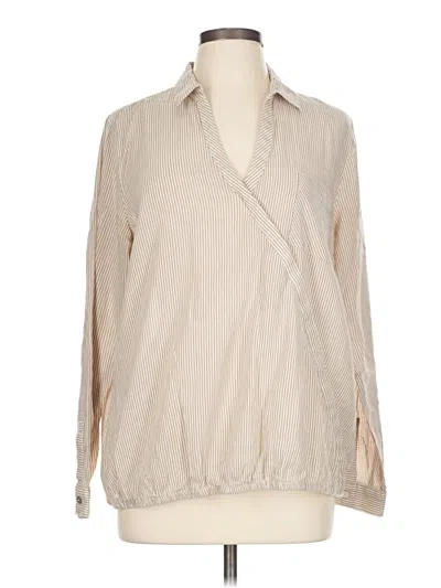 Pre-owned Jjill Long Sleeve Blouse In Brown