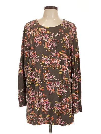 Pre-owned Jjill Long Sleeve Blouse In Brown