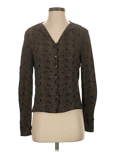 Pre-owned Jjill Long Sleeve Blouse In Brown