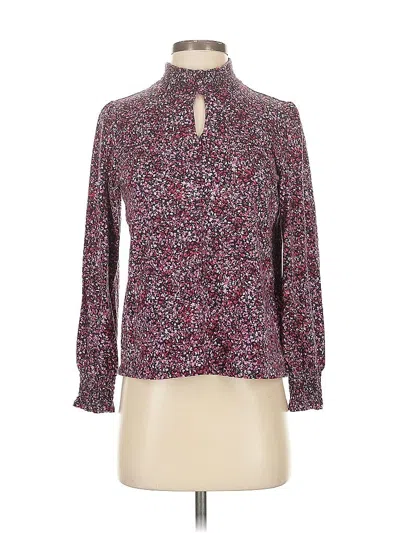 Pre-owned Jjill Long Sleeve Blouse In Burgundy