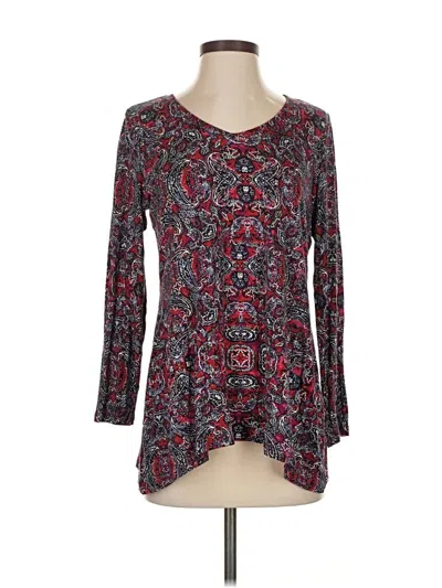 Pre-owned Jjill Long Sleeve Blouse In Burgundy