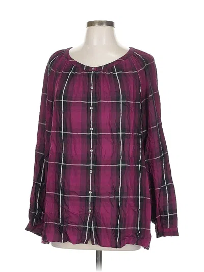 Pre-owned Jjill Long Sleeve Blouse In Burgundy