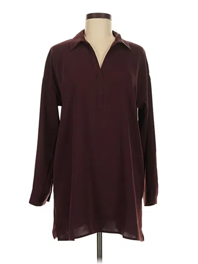 Pre-owned Jjill Long Sleeve Blouse In Burgundy