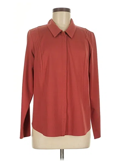 Pre-owned Jjill Long Sleeve Blouse In Burgundy