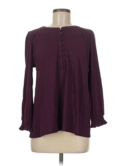Pre-owned Jjill Long Sleeve Blouse In Burgundy