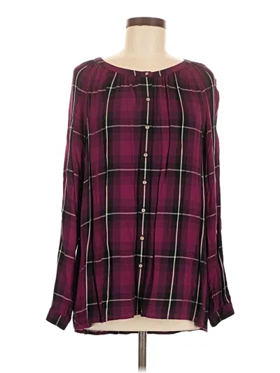 Pre-owned Jjill Long Sleeve Blouse In Burgundy