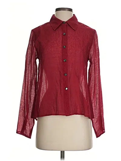 Pre-owned Jjill Long Sleeve Blouse In Burgundy
