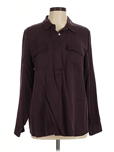 Pre-owned Jjill Long Sleeve Blouse In Burgundy
