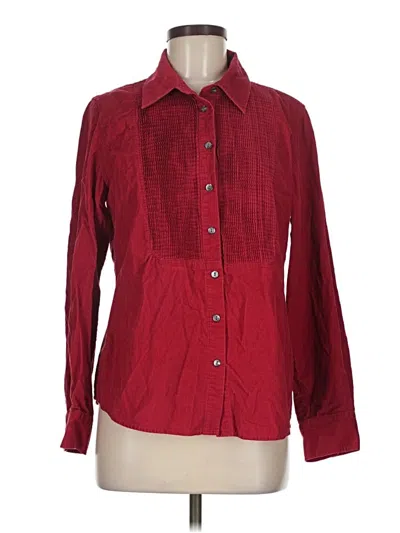 Pre-owned Jjill Long Sleeve Blouse In Burgundy