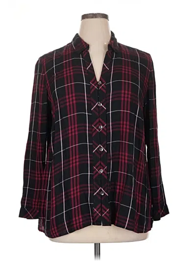 Pre-owned Jjill Long Sleeve Blouse In Burgundy
