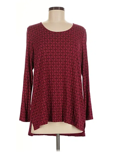Pre-owned Jjill Long Sleeve Blouse In Burgundy