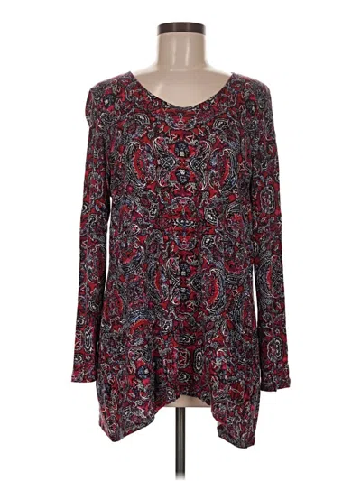 Pre-owned Jjill Long Sleeve Blouse In Burgundy