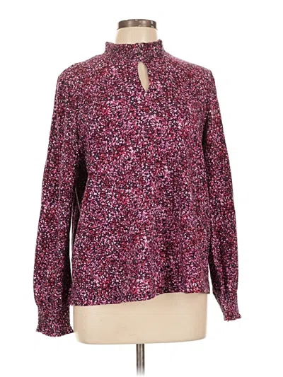 Pre-owned Jjill Long Sleeve Blouse In Burgundy