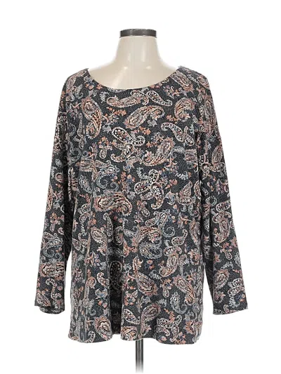 Pre-owned Jjill Long Sleeve Blouse In Gray