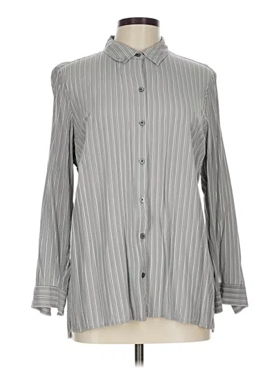 Pre-owned Jjill Long Sleeve Blouse In Gray