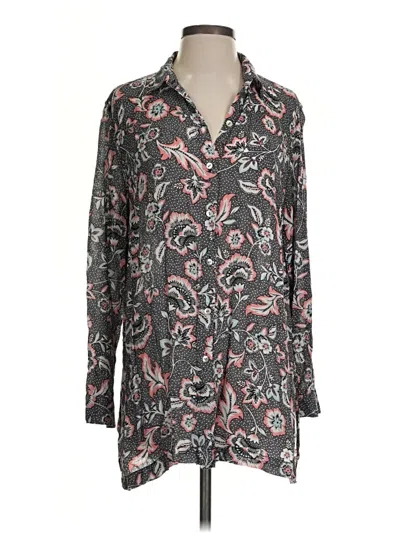 Pre-owned Jjill Long Sleeve Blouse In Gray