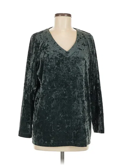 Pre-owned Jjill Long Sleeve Blouse In Green