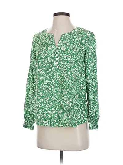 Pre-owned Jjill Long Sleeve Blouse In Green