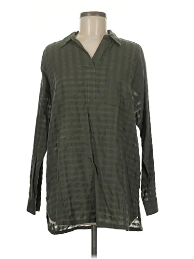 Pre-owned Jjill Long Sleeve Blouse In Green