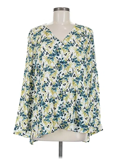 Pre-owned Jjill Long Sleeve Blouse In Green