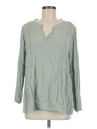 Pre-owned Jjill Long Sleeve Blouse In Green