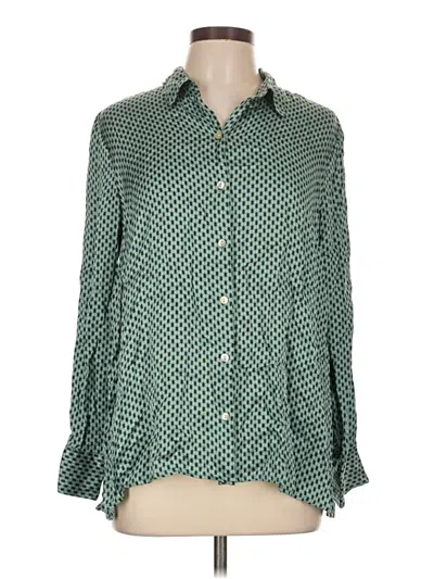 Pre-owned Jjill Long Sleeve Blouse In Green