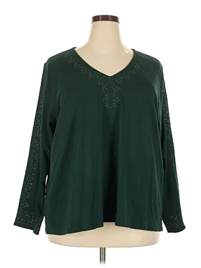 Pre-owned Jjill Long Sleeve Blouse In Green